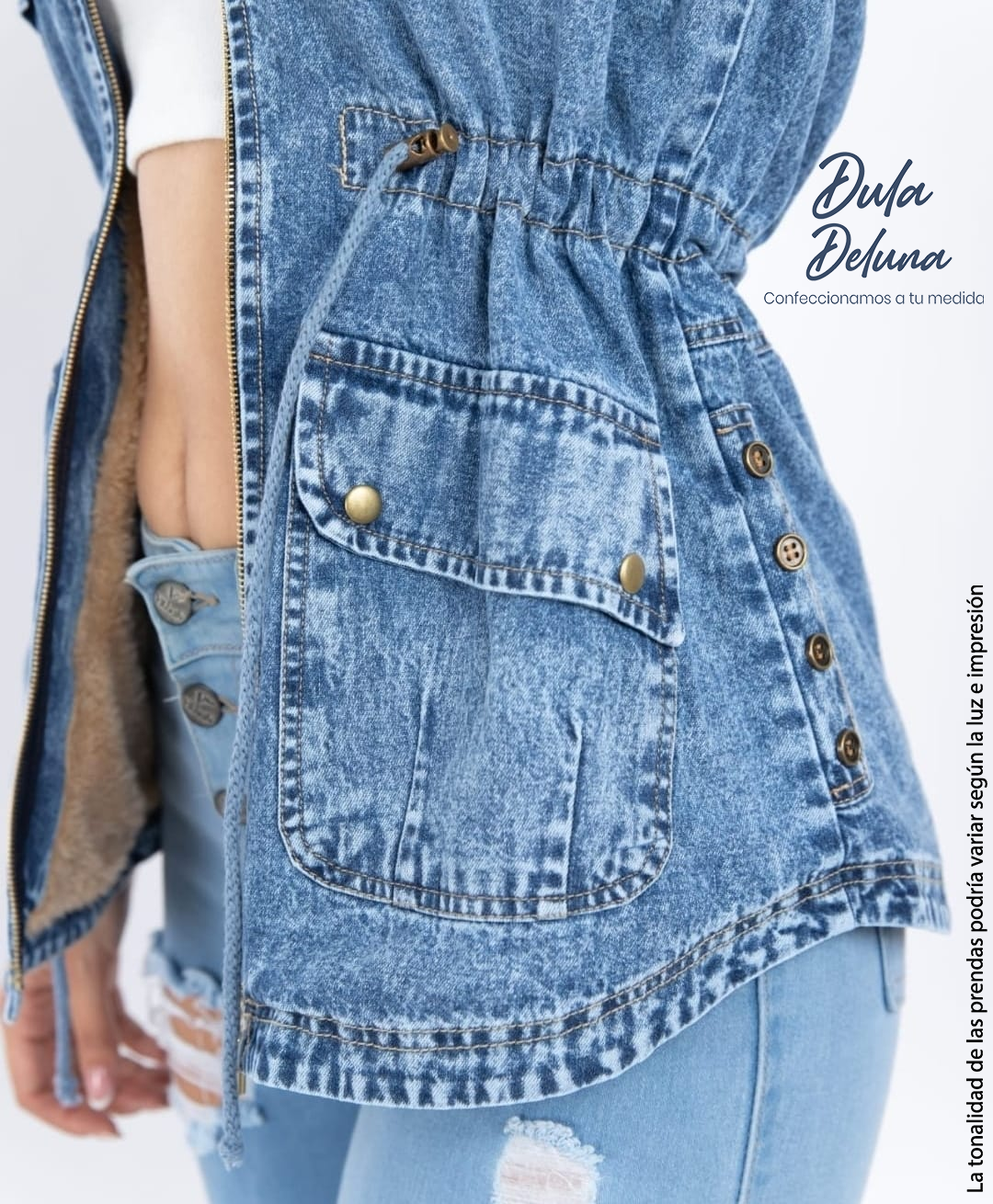 Casaca Jean Abrigo de Mujer Casual Fiesta Cotton con Capucha Arya