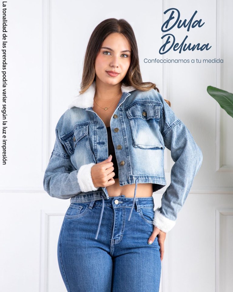 Casaca Jean de Mujer Casual Evento Cargo Crop Cotton Forrada Lady
