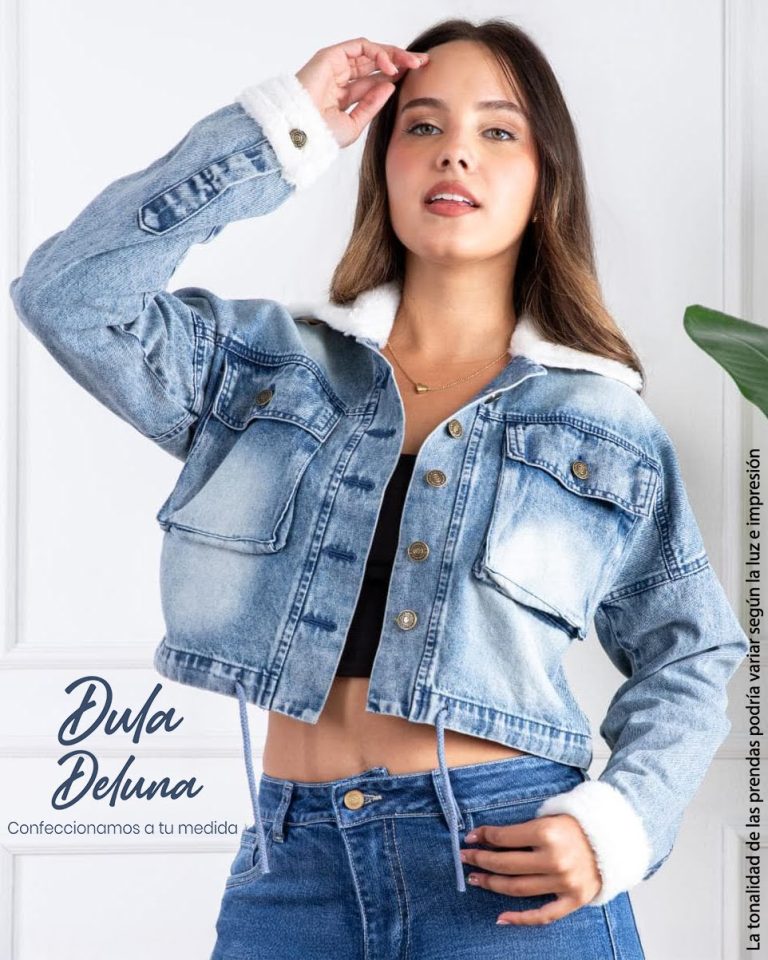 Casaca Jean Mujer Casual Diario Cargo Crop Cotton Forrada Lady