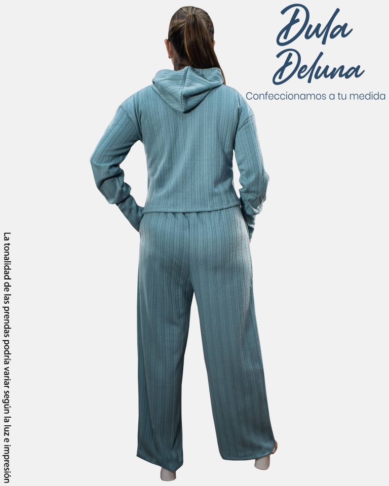 Conjunto Comfy Mujer Casual Diario Espiga Palazo + Hoodie Kristel