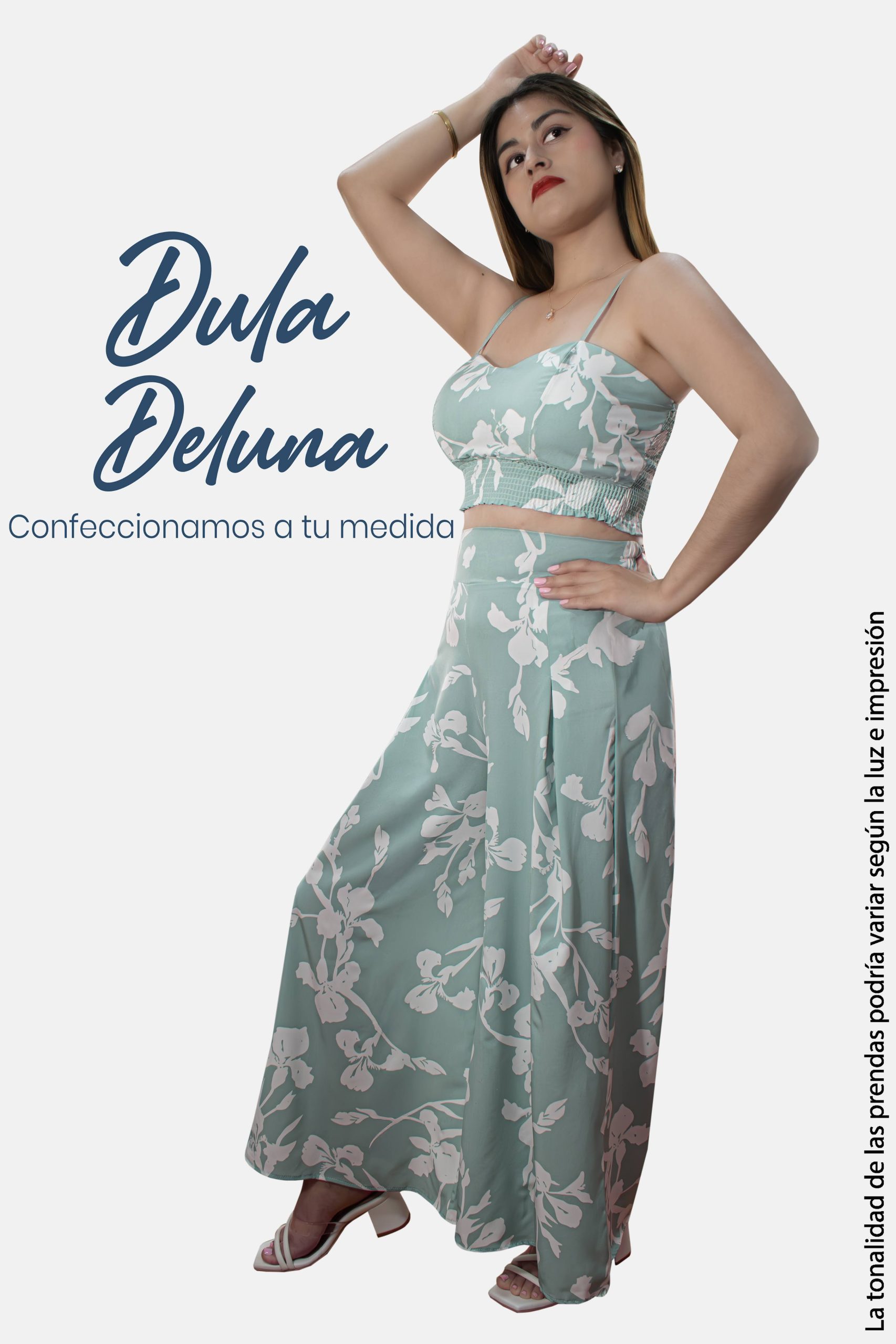 Conjunto para Mujer Casual Fiesta Seda Francesa Palazo + Top Tiras con Copa