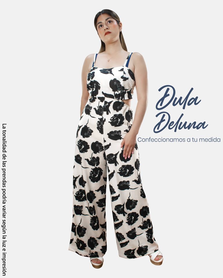 Enterizo de Mujer Fiesta Blanca Palazo Lino Estampado con Tiras