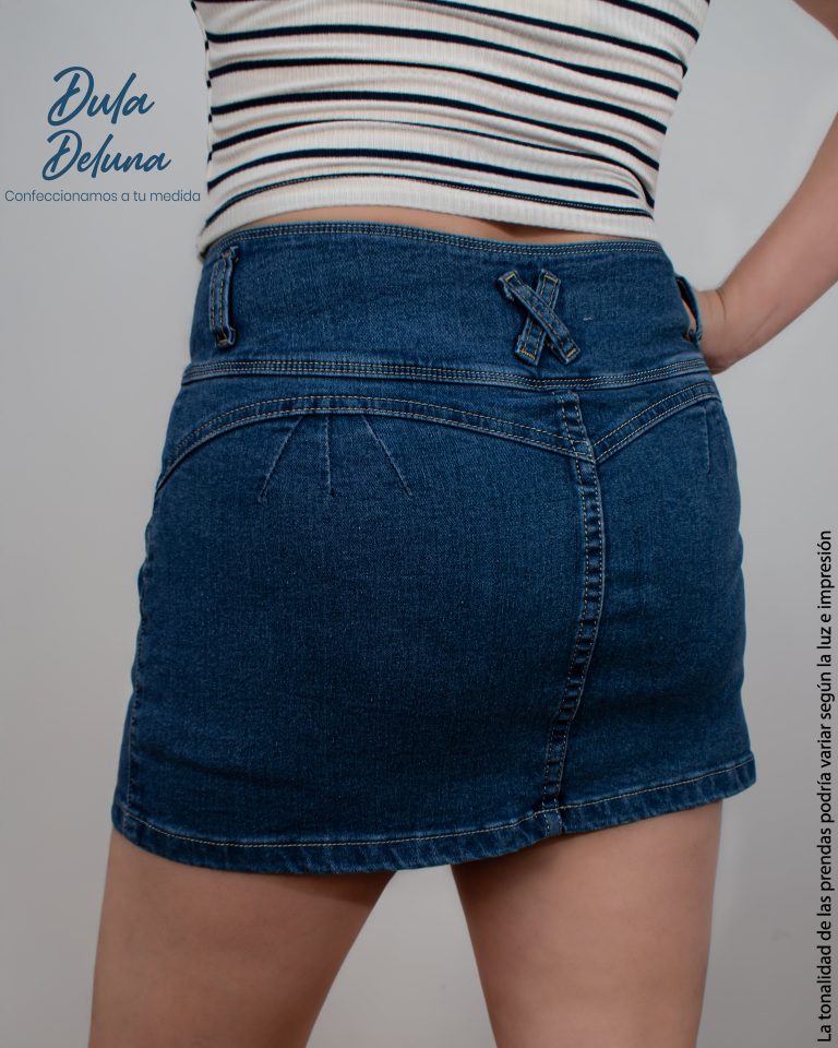 Falda Short Mujer Verano Casual Mini Jean Botones