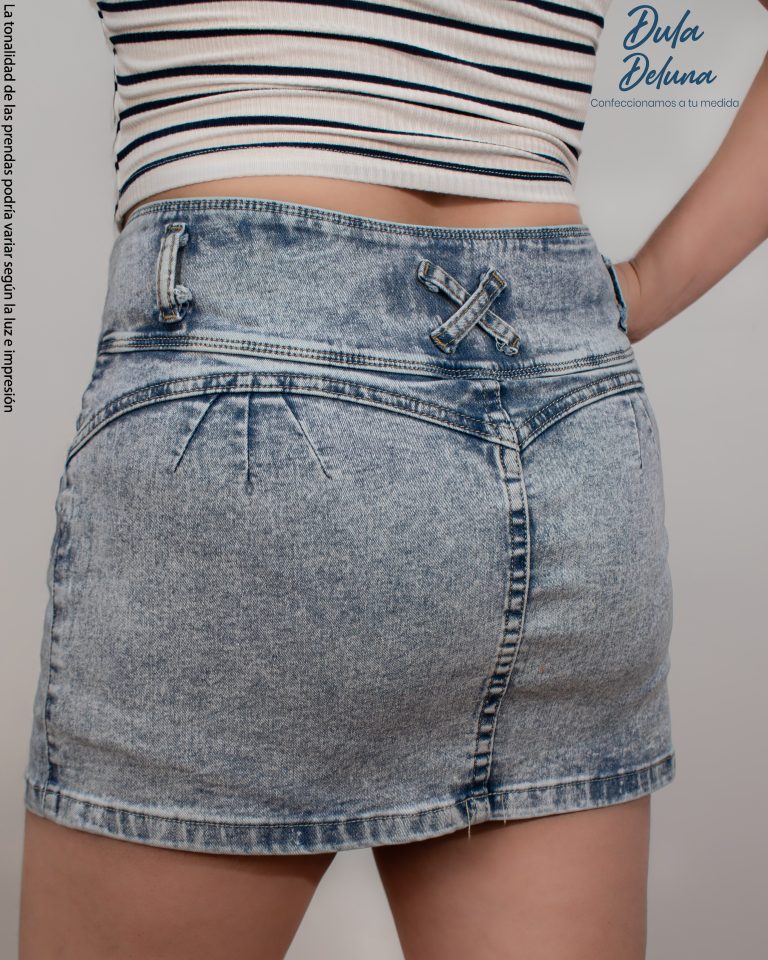 Falda Short Mujer Casual Elegante Mini Jean Botones
