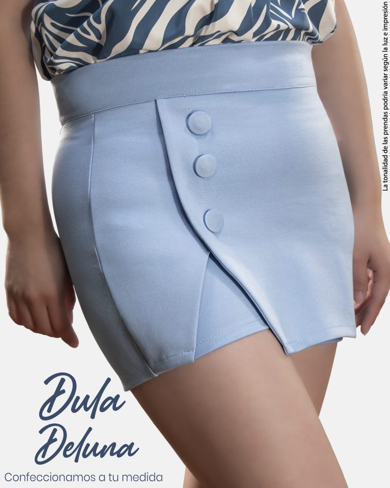 Falda Short para Mujer Drill Stretch Casual Verano con Botones