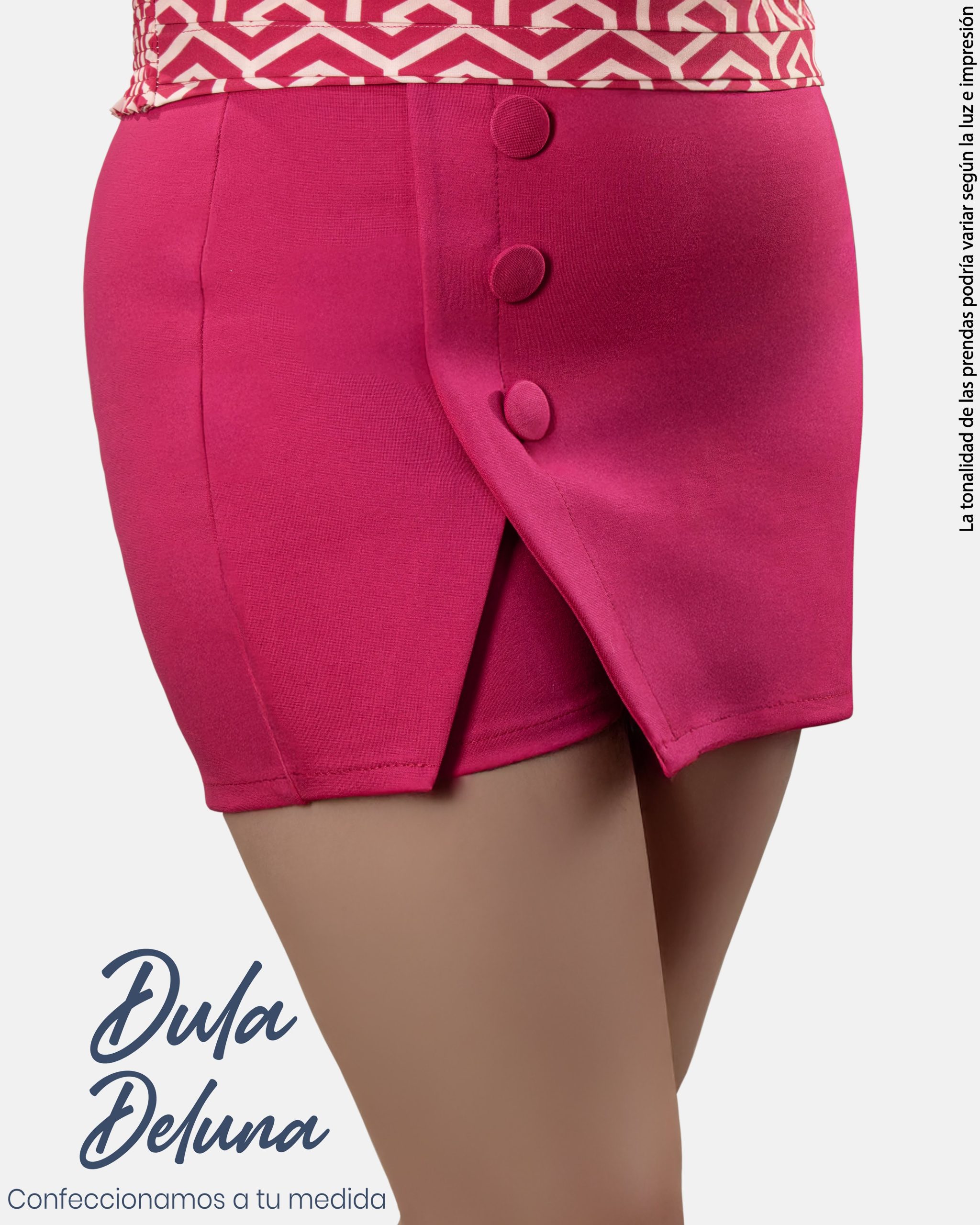 Falda Short para Mujer Drill Stretch Casual Verano con Botones