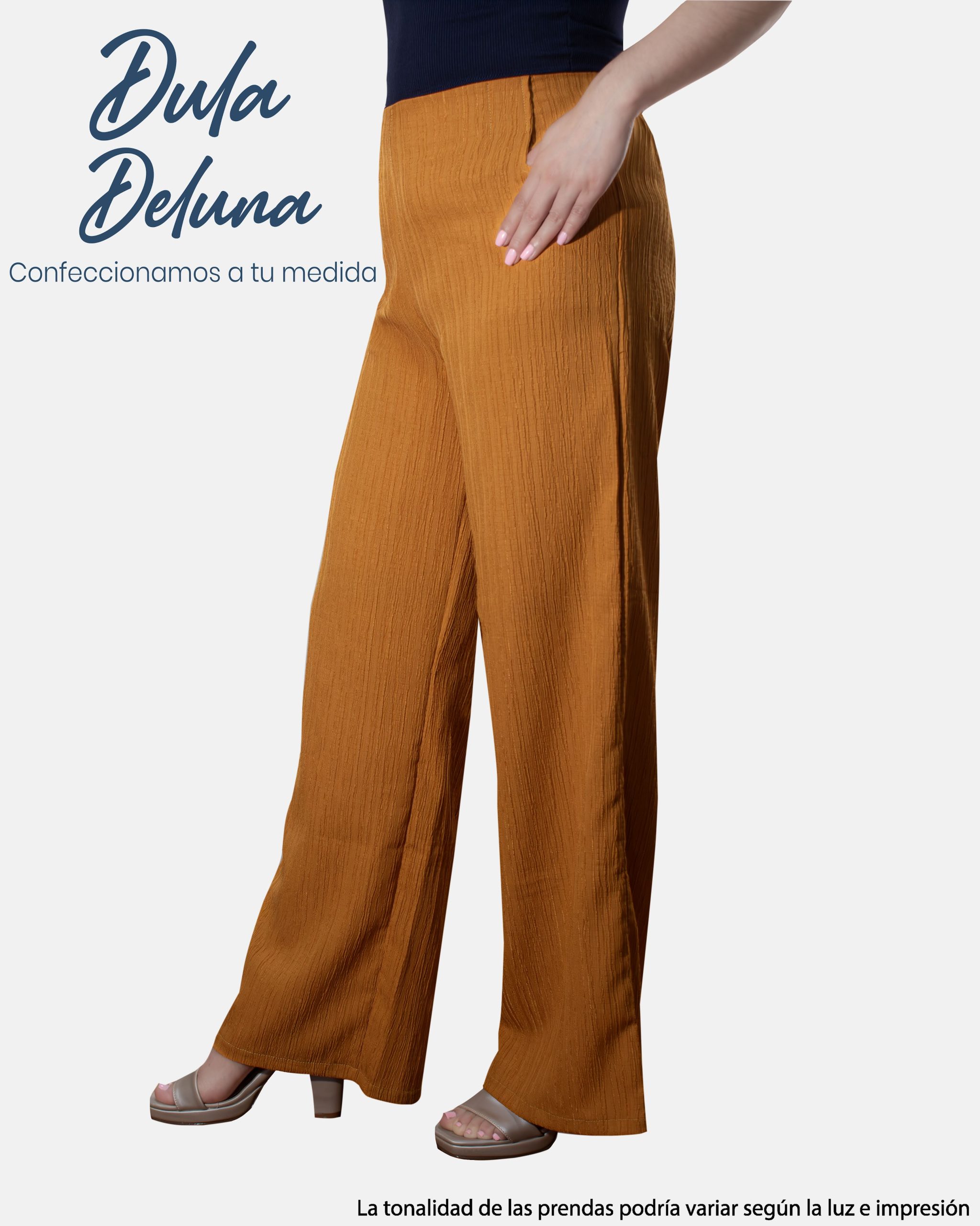 Pantalón Palazo Drapeado para Mujer Casual Verano Batari Corrugado
