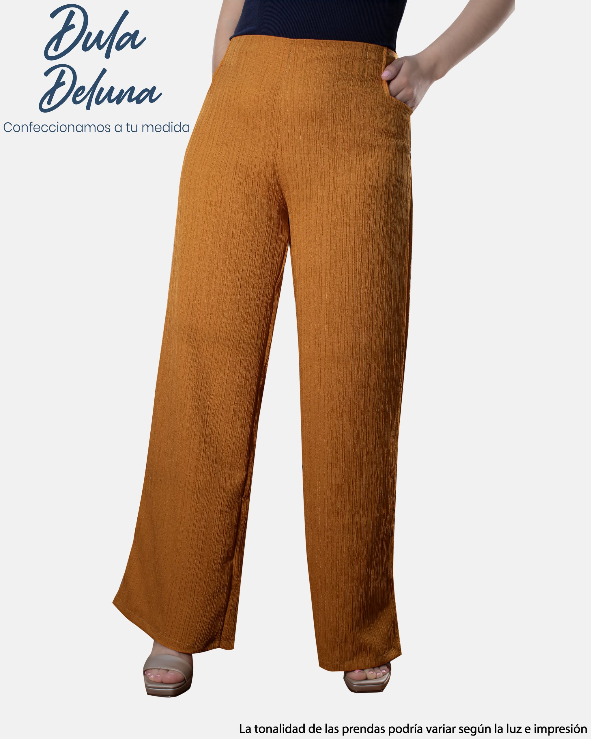 Pantalón Palazo Drapeado de Mujer Casual Dama Batari Corrugado