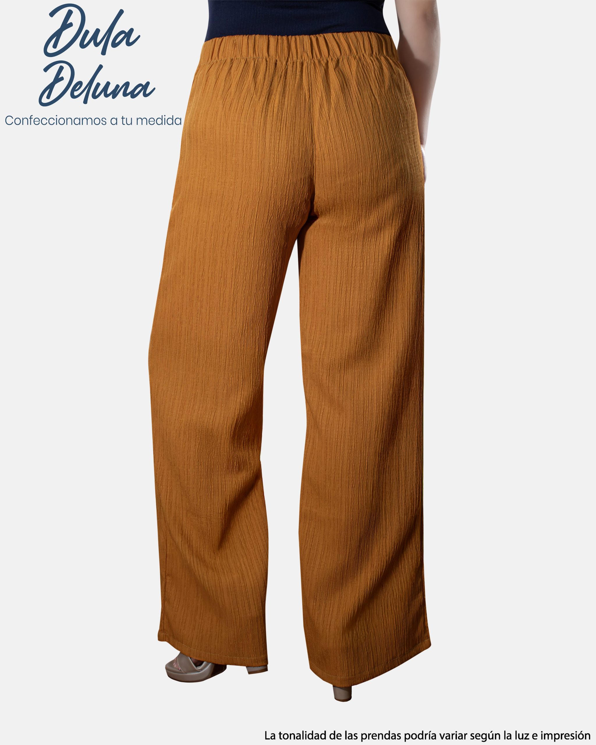 Pantalón Palazo Drapeado Mujer Casual Universitario Batari Corrugado