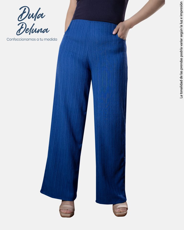 Pantalón Palazo Drapeado de Mujer Casual Evento Batari Corrugado