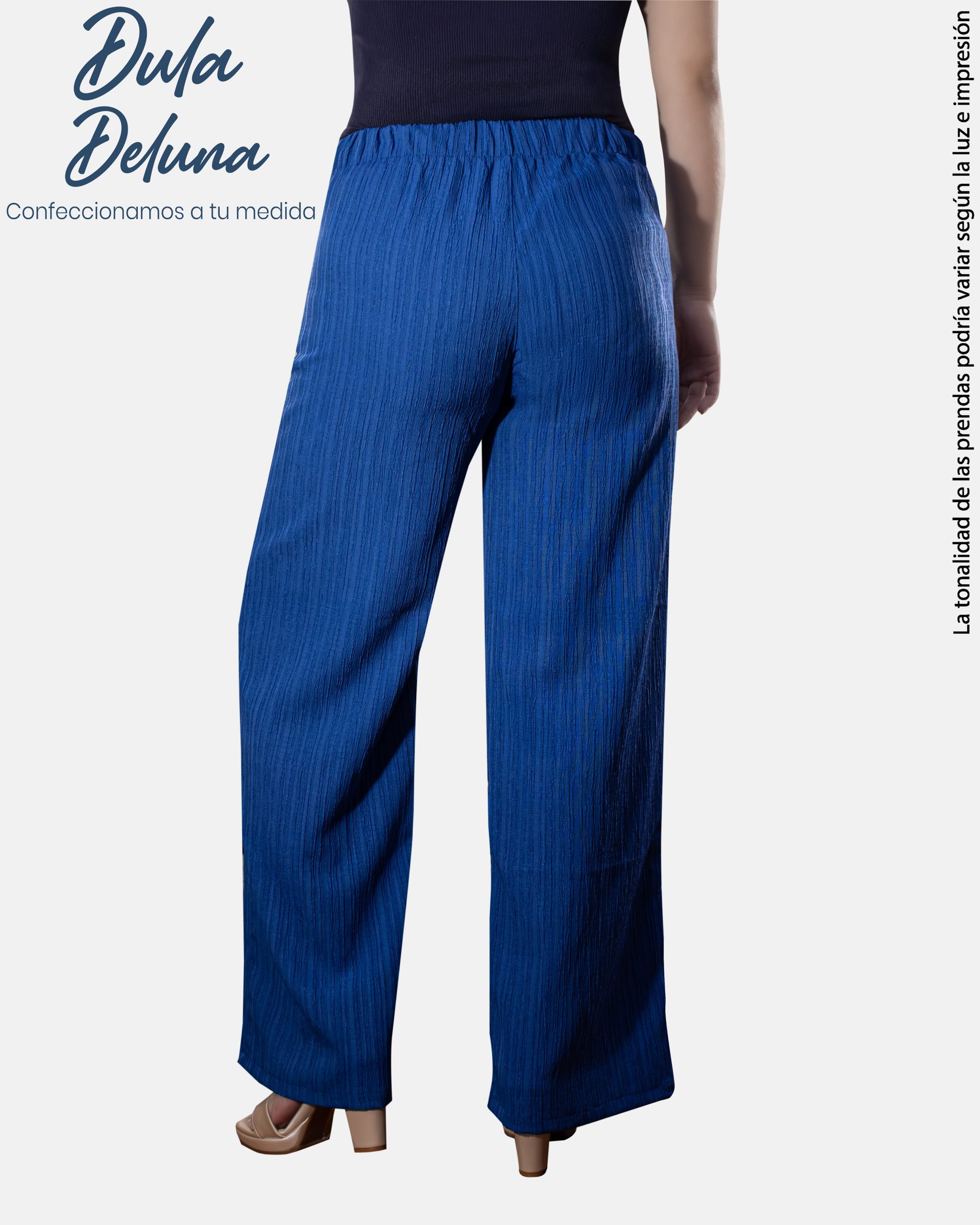 Pantalón Palazo Drapeado Mujer Casual Noche Batari Corrugado