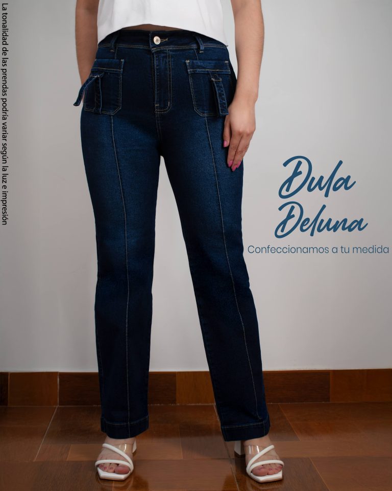 Pantalón de Mujer Jean Cargo Casual Elegante Recto Raya