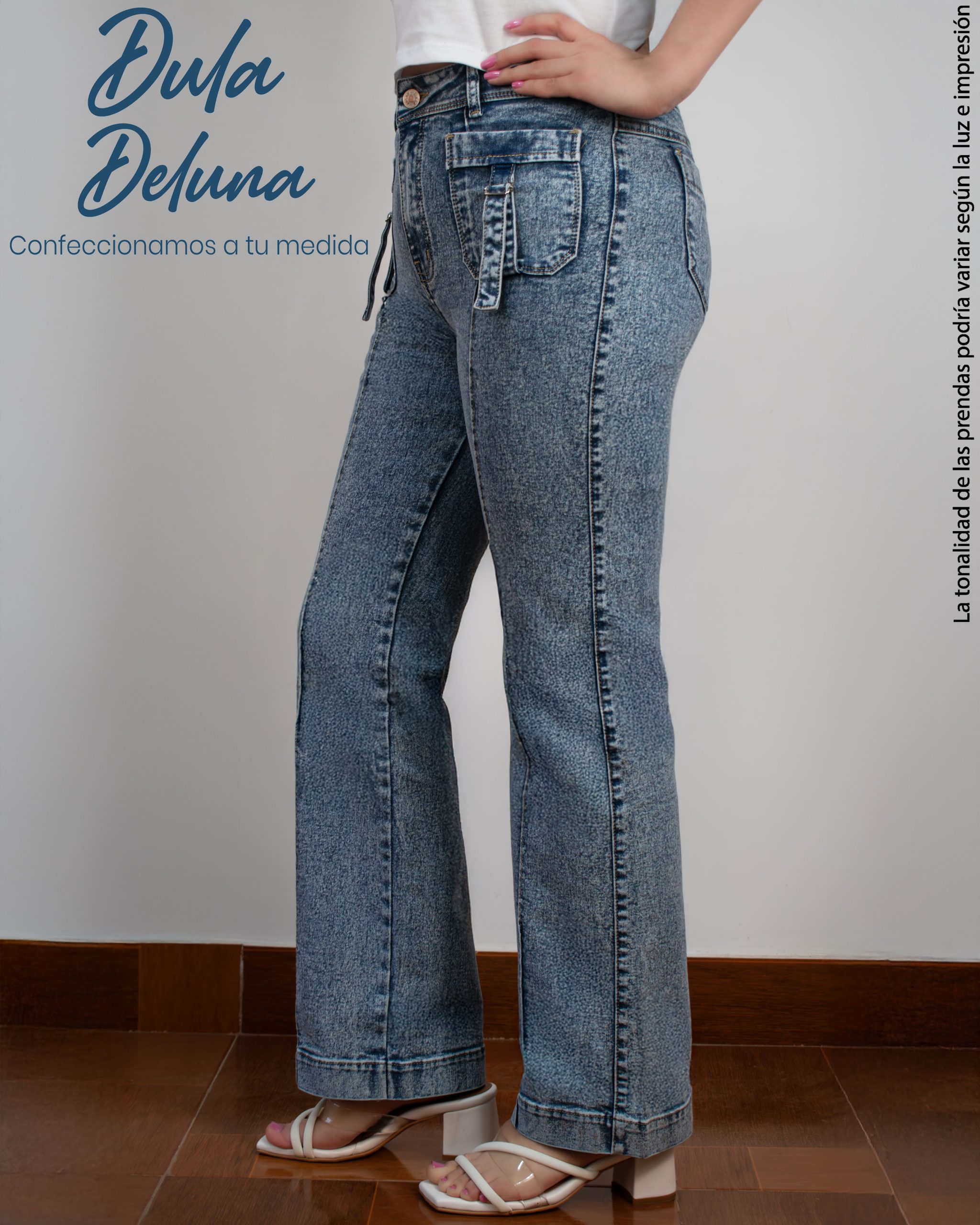 Pantalón para Mujer Jean Cargo Casual Elegante Recto Raya