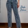 Pantalón de Mujer Jean Cargo Casual Elegante Recto Raya