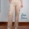 Pantalón Cargo Mujer Casual Oficina Jean con Regulador