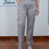 Pantalón Cargo Mujer Casual Universitario Jean con Regulador