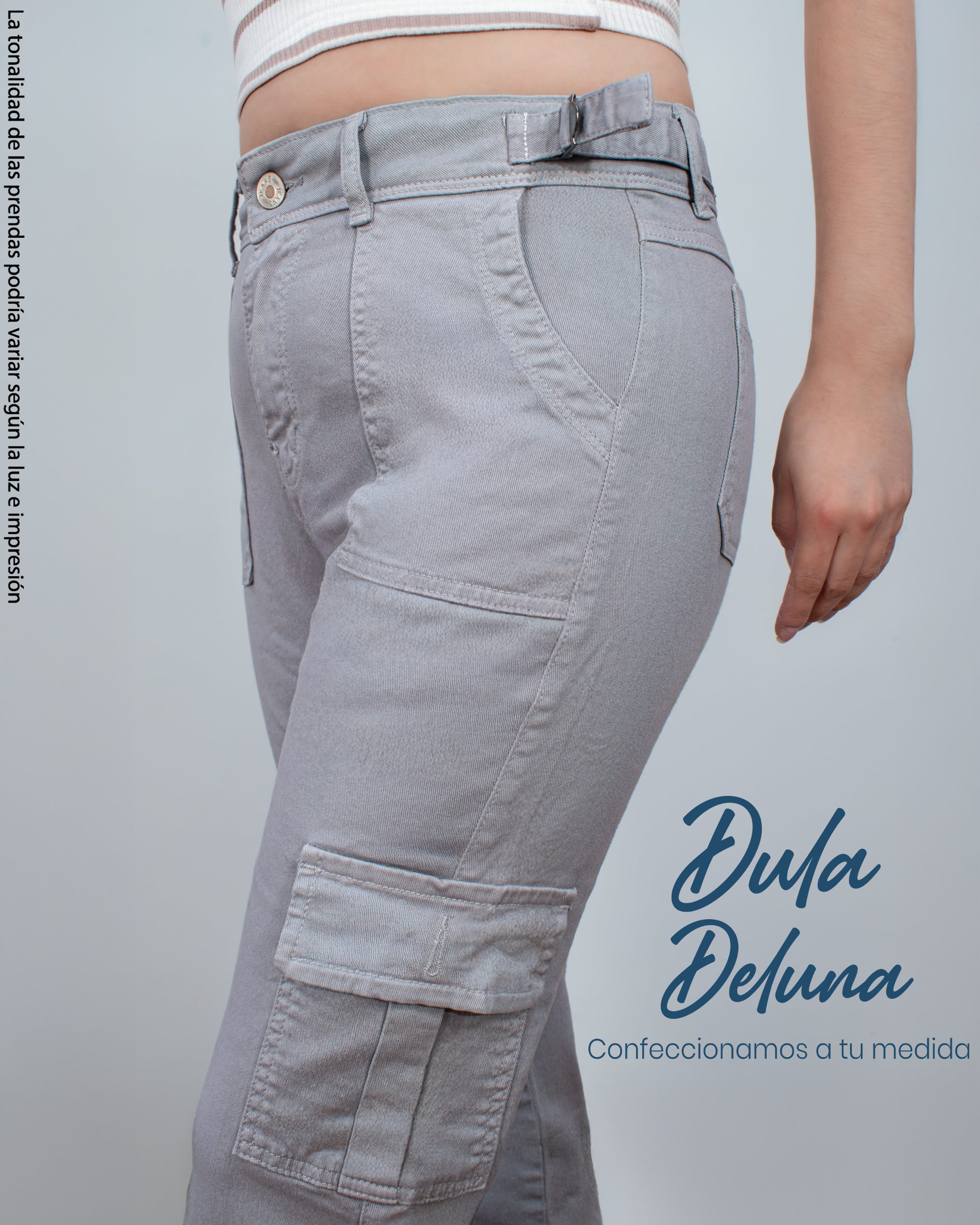 Pantalón Cargo para Mujer Casual Oficina Jean con Regulador