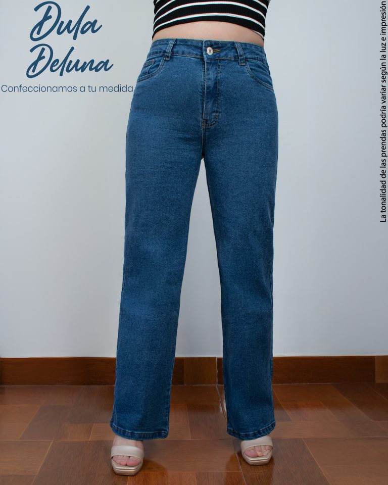 Pantalón Jean de Mujer Recto Casual Cómodo Tiro Medio Freyka