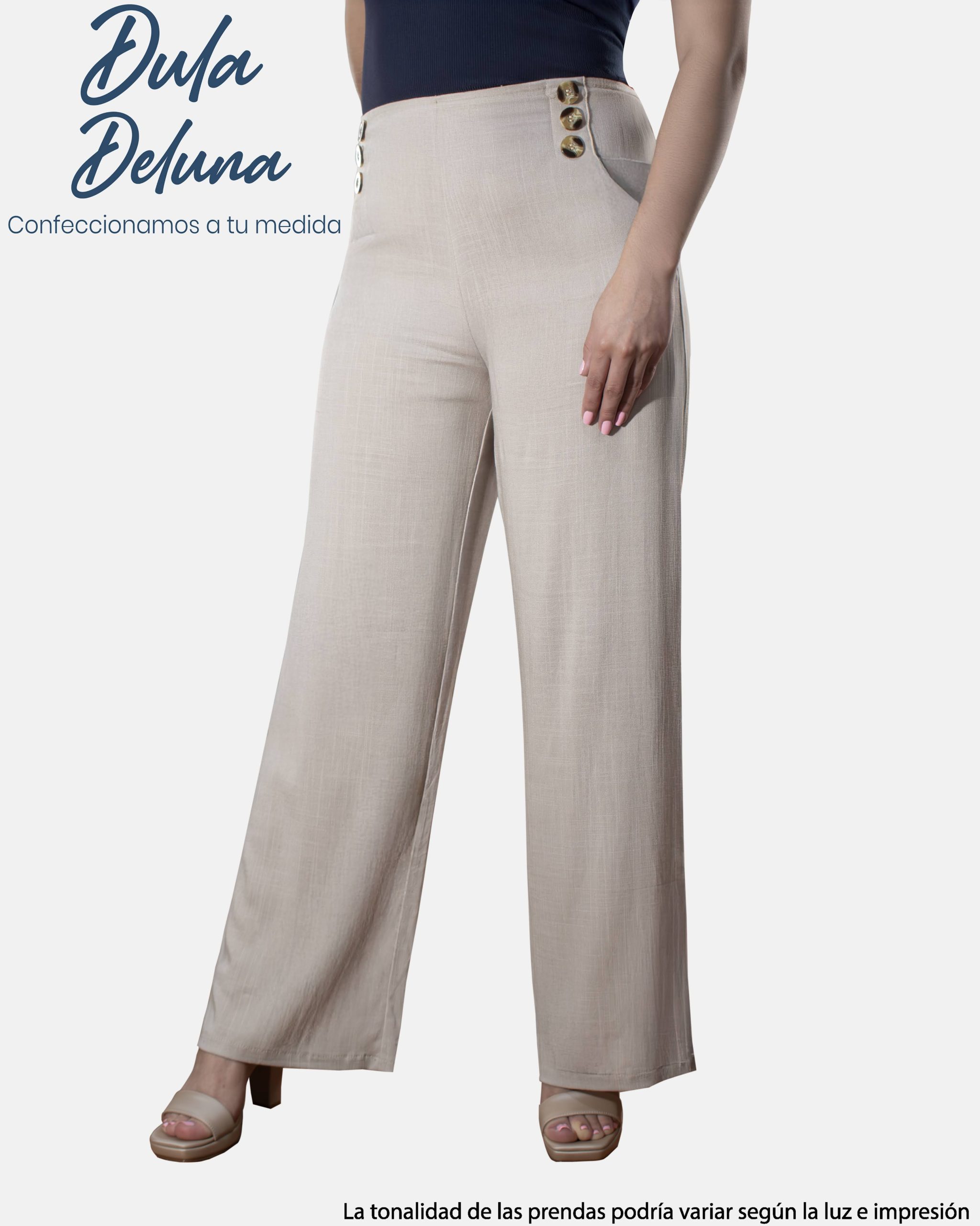 Pantalón Palazo de Mujer Oficina Casual Lino Tiro Alto