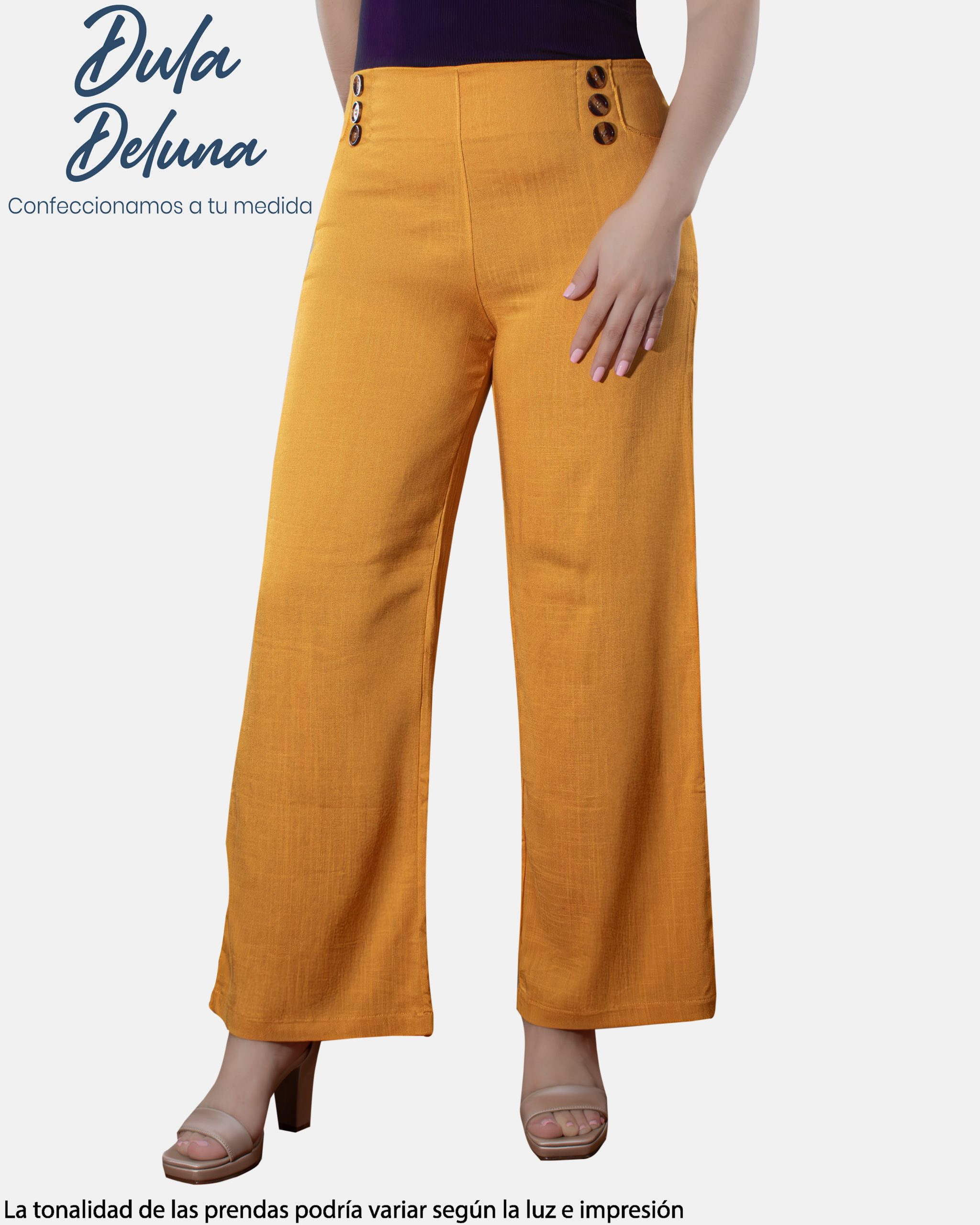 Pantalón Palazo de Mujer Oficina Casual Lino Tiro Alto