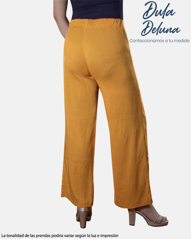 Pantalón Palazo Mujer Evento Casual Lino Tiro Alto