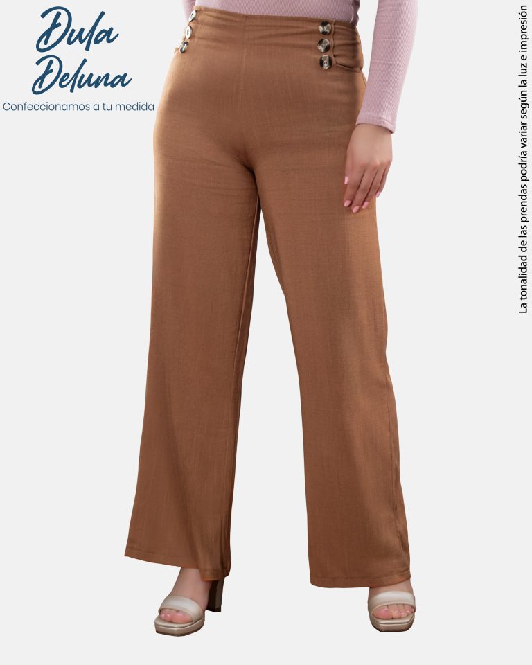 Pantalón Palazo de Mujer Oficina Casual Lino Tiro Alto