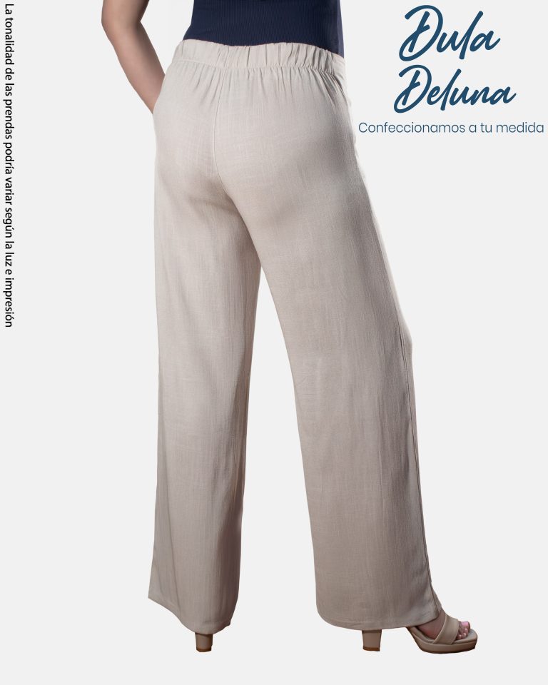 Pantalón Palazo Mujer Oficina Casual Lino Tiro Alto