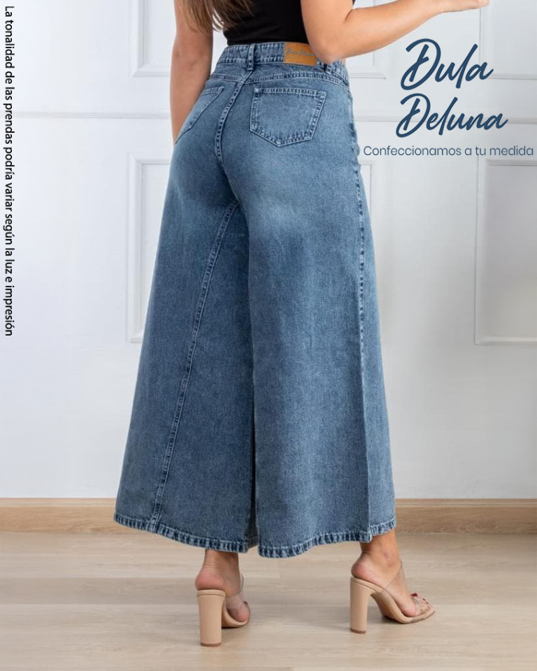 Pantalón para Mujer Jean Palazo Casual Tiro Alto Mega