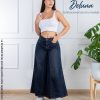 Pantalón Mujer Jean Palazo Casual Juvenil Tiro Alto Mega