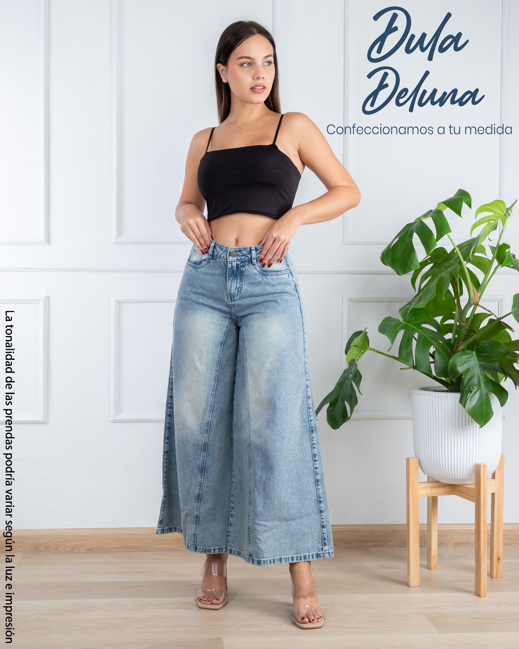 Pantalón de Mujer Jean Palazo Evento Casual Tiro Alto Mega