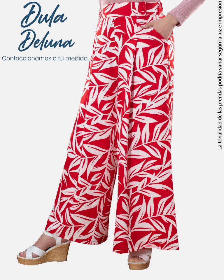 Pantalón Palazo Mujer Fiesta Casual Seda Francesa Estampado