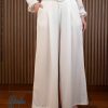 Pantalón Palazo de Mujer Fiesta Blanca Seda Francesa con Correa