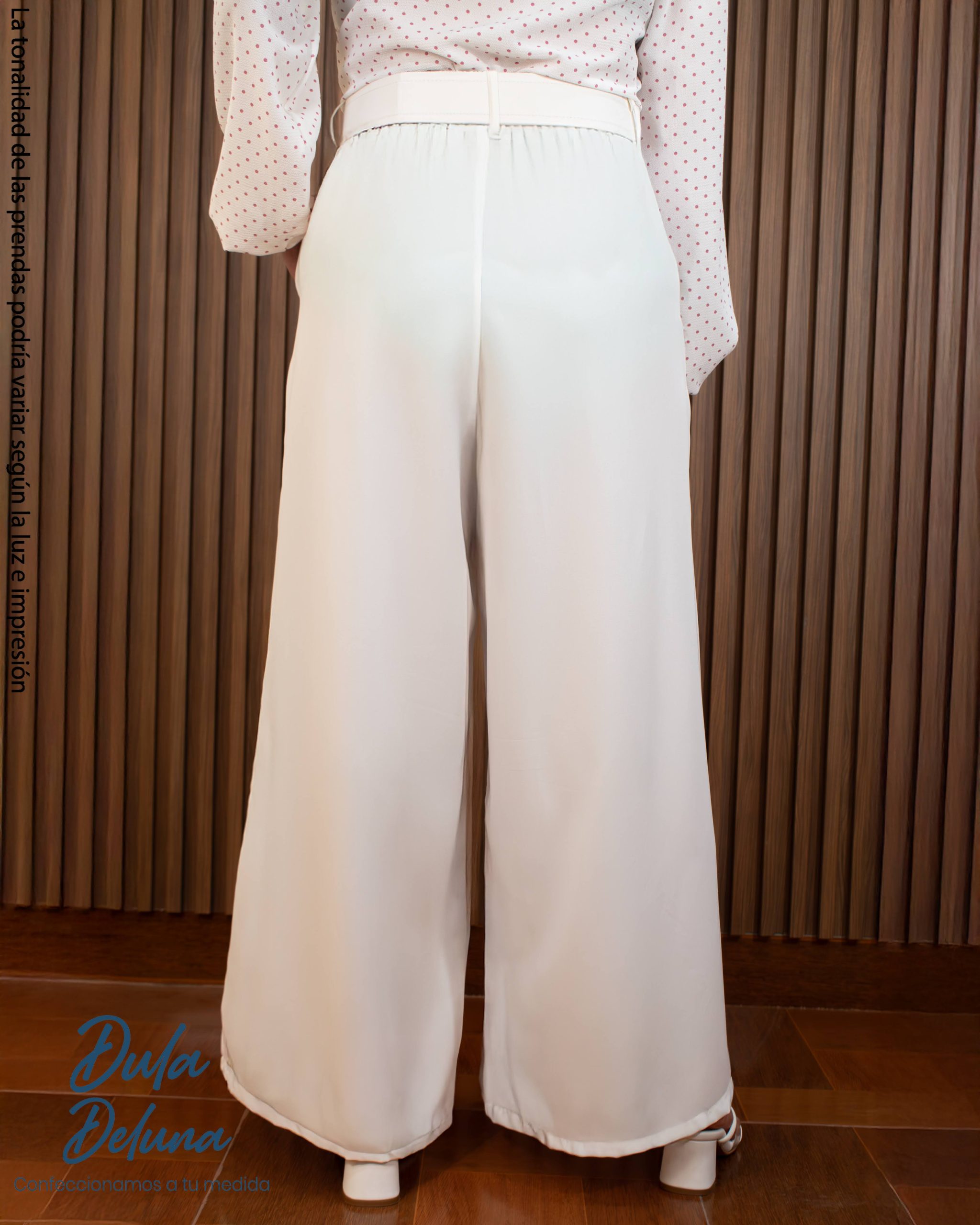 Pantalón Palazo Mujer Casual Fiesta Seda Francesa con Correa