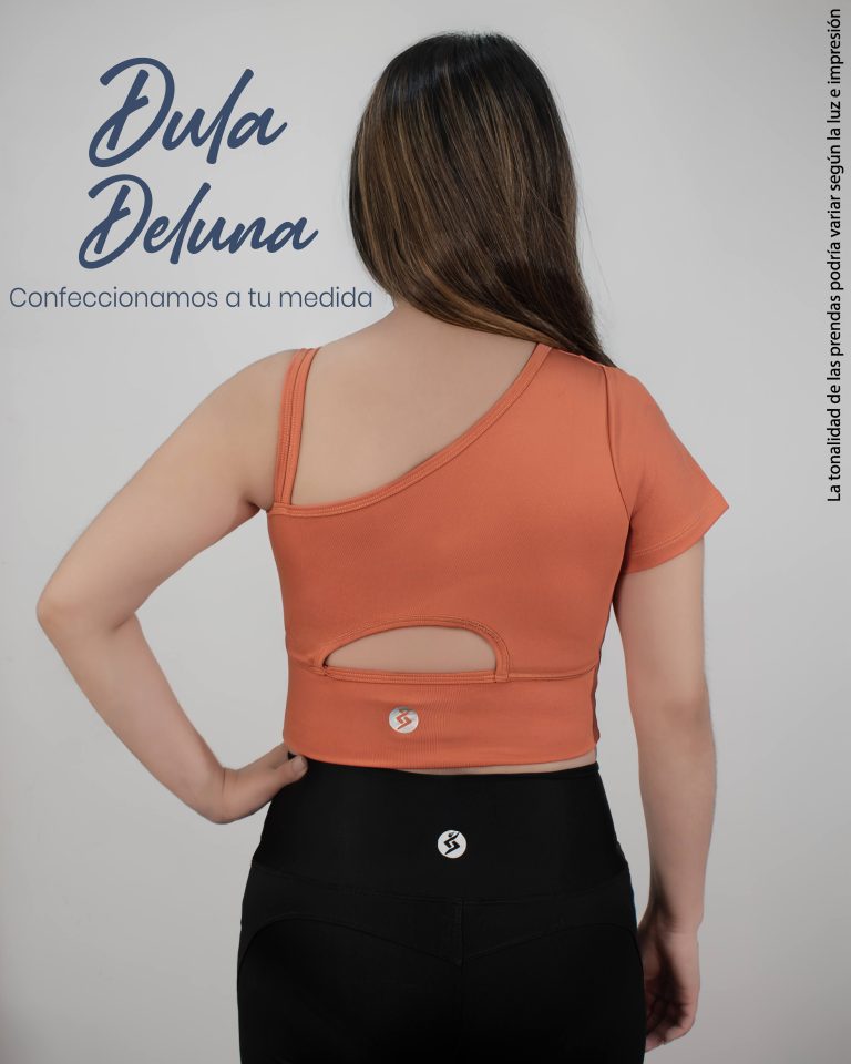 Crop Top Mujer Deportivo Maraton Suplex Colombiano Asimétrico Aurora