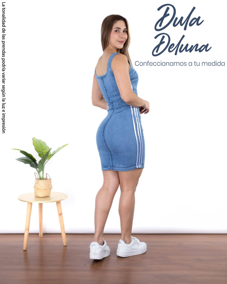 Vestido Mujer Casual Elegante Denim Mini Corto Stretch Ana