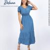 Maxi Vestido Largo de Mujer Casual Fiesta Denim Manga Corta Erika