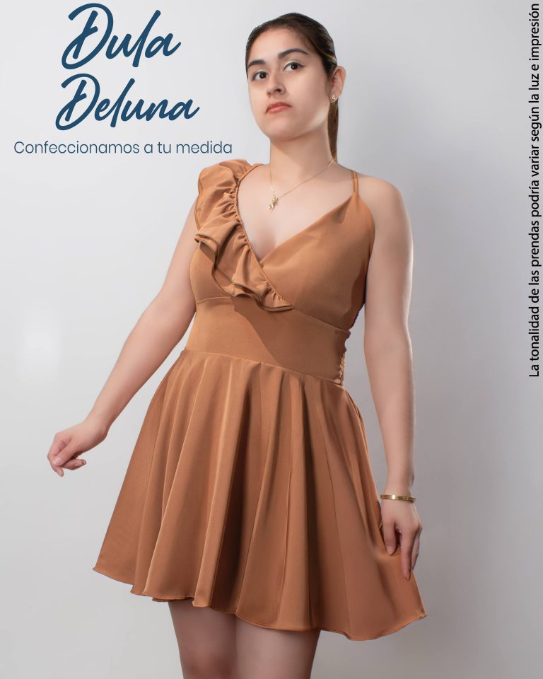 Vestido de Mujer Casual Fiesta Corto Seda Francesa con Volante