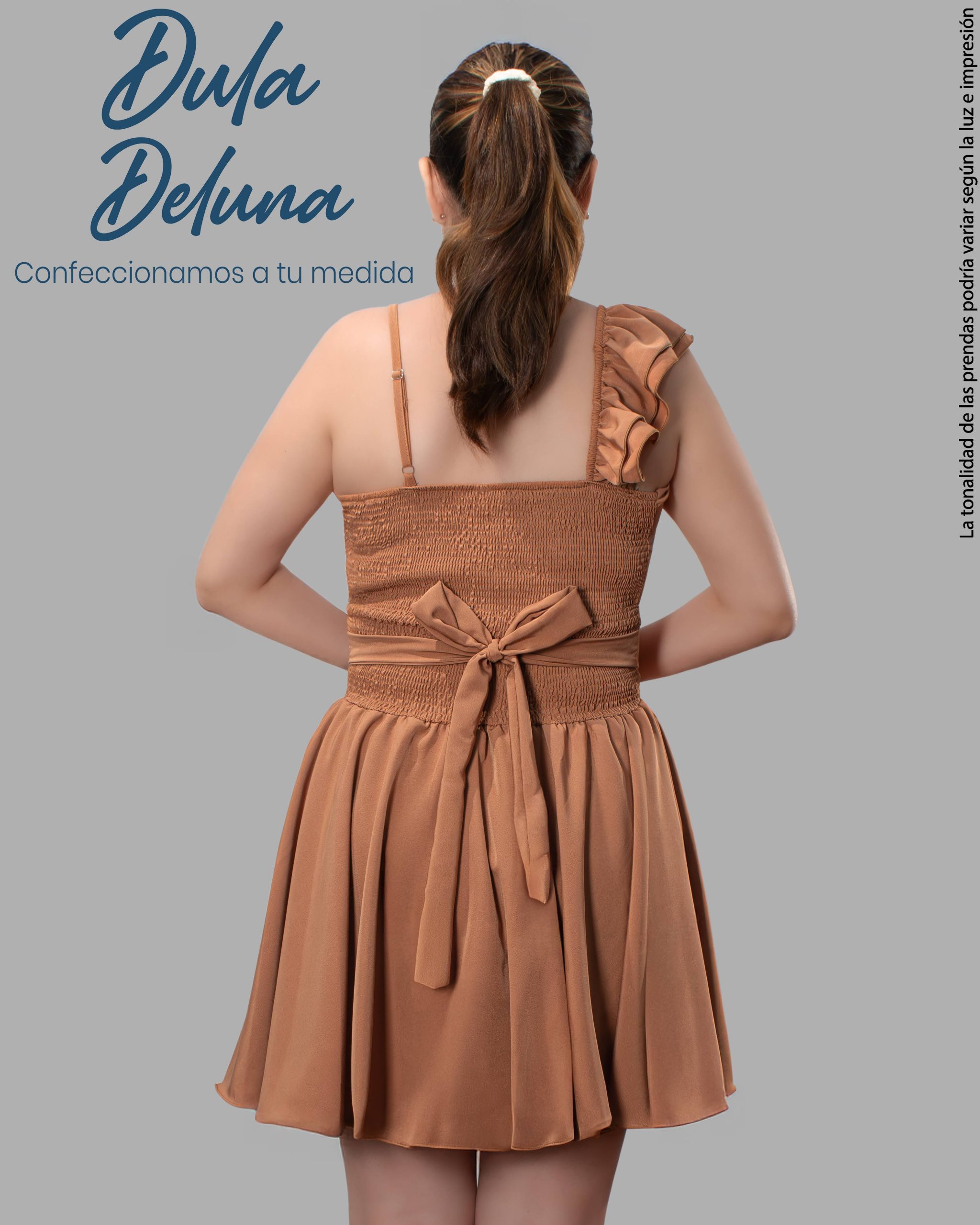 Vestido Mujer Casual Fiesta Corto Seda Francesa con Volante