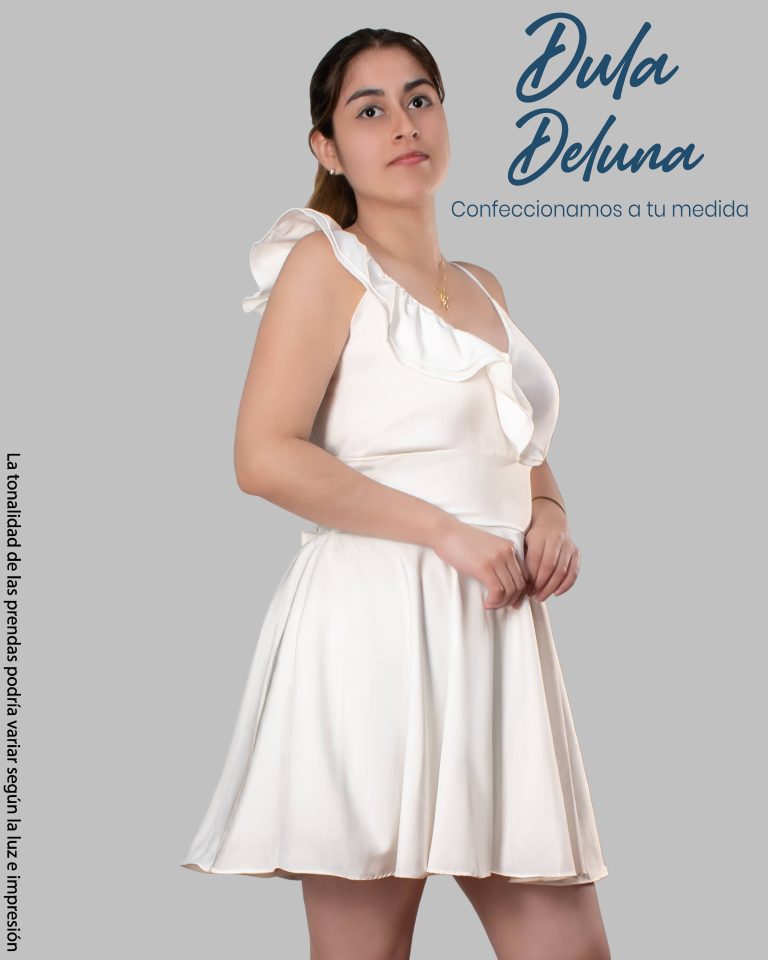 Vestido para Mujer Casual Fiesta Corto Seda Francesa con Volante