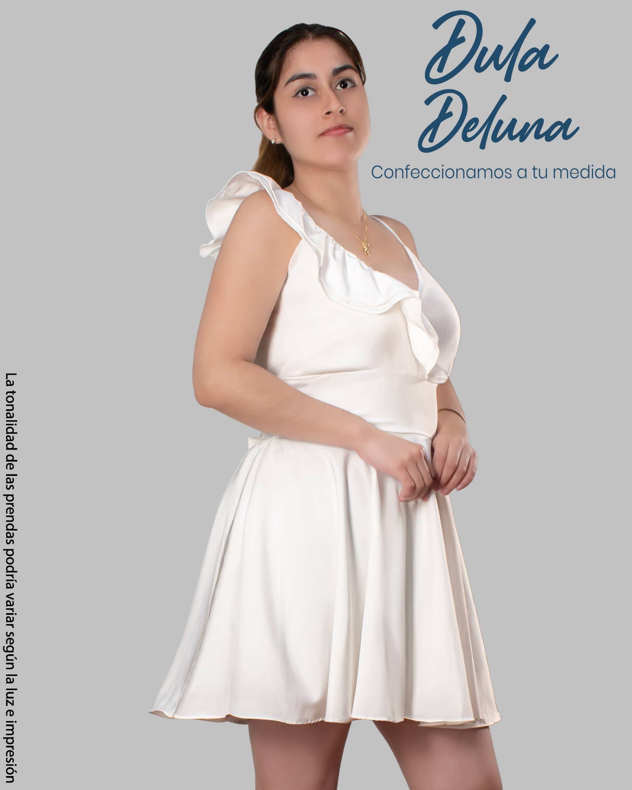 Vestido para Mujer Casual Fiesta Corto Seda Francesa con Volante