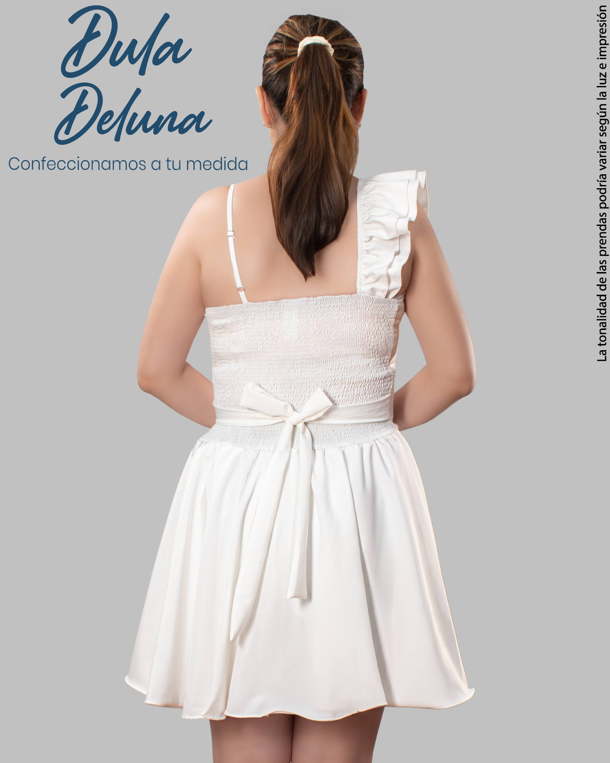 Vestido Mujer Corto Noche Casual Seda Francesa con Volante