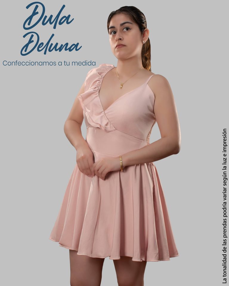 Vestido de Mujer Corto Casual Elegante Seda Francesa con Volante