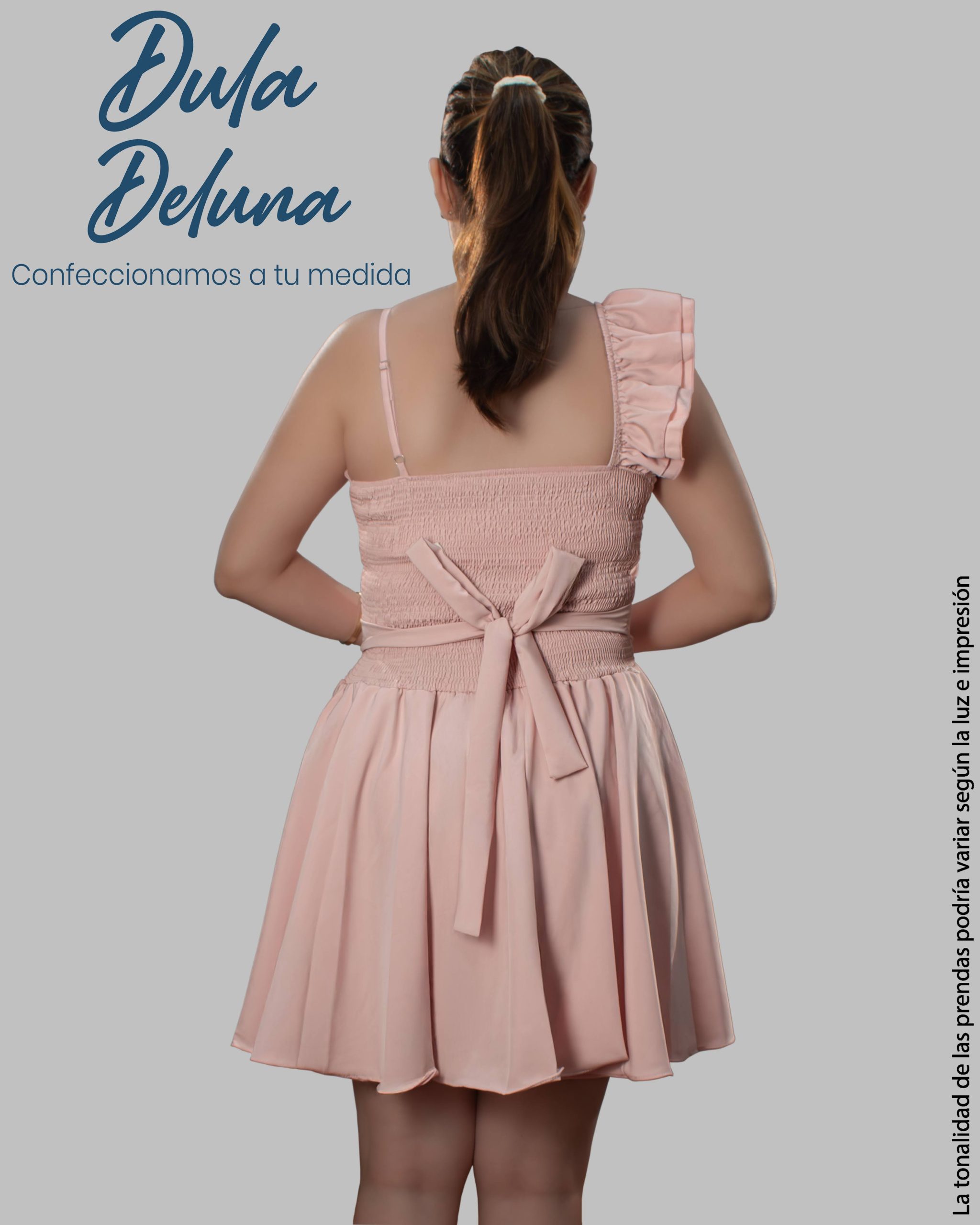 Vestido Mujer Corto Casual Fiesta Seda Francesa con Volante
