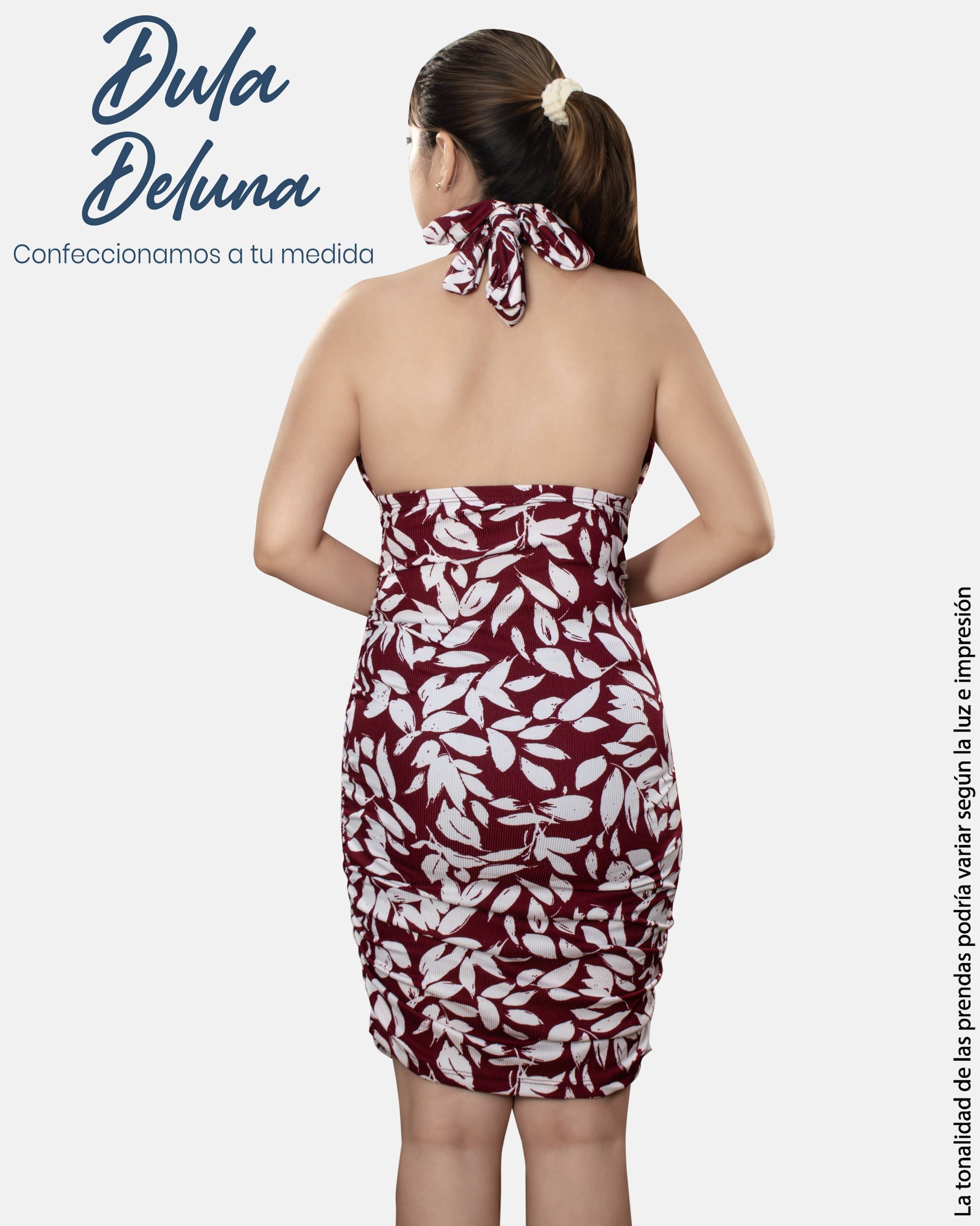 Vestido Corto de Mujer Casual Urbano Rib Delgado Estampado con Copa