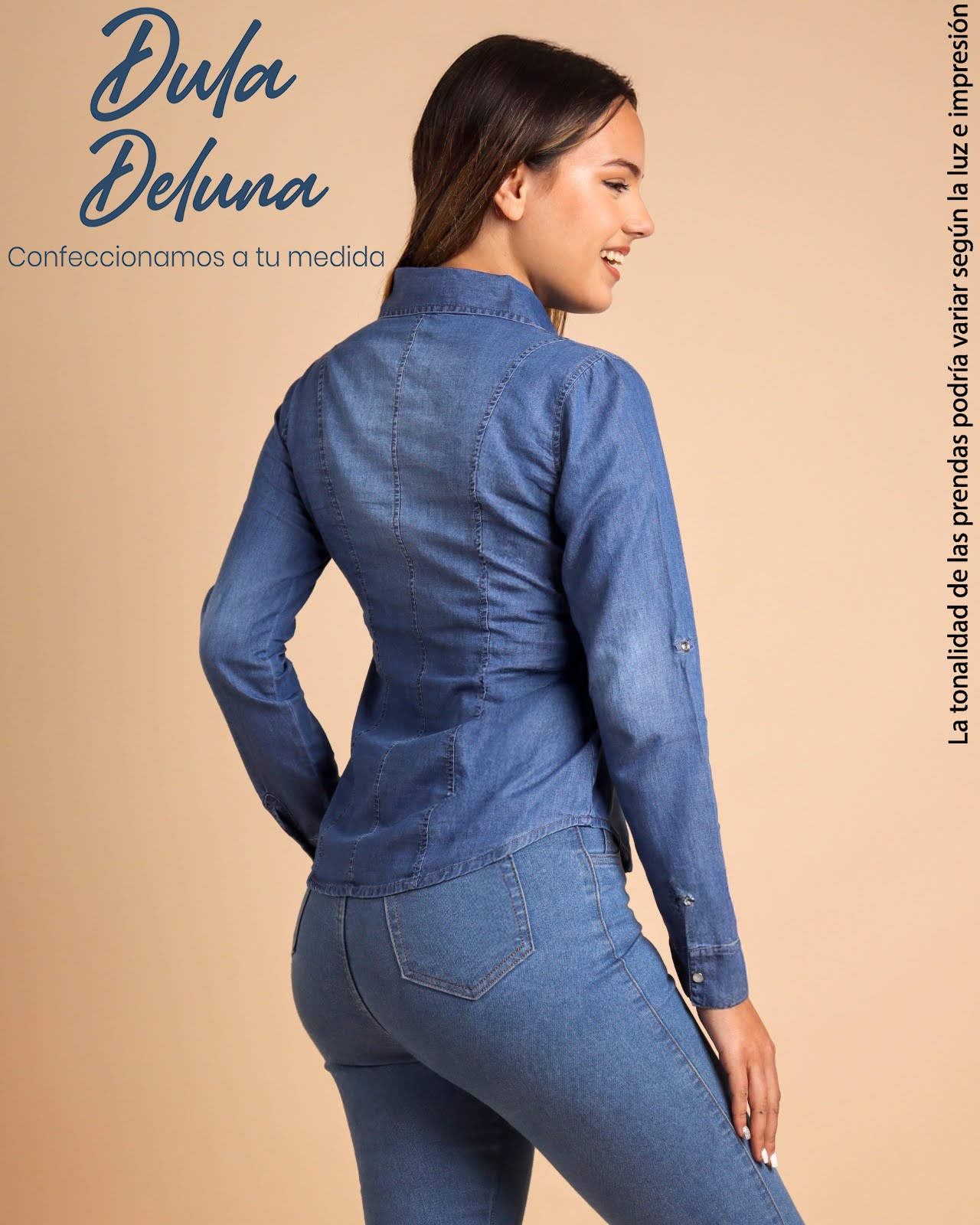 Camisa Mujer Casual Elegante Manga Larga Denim Broche