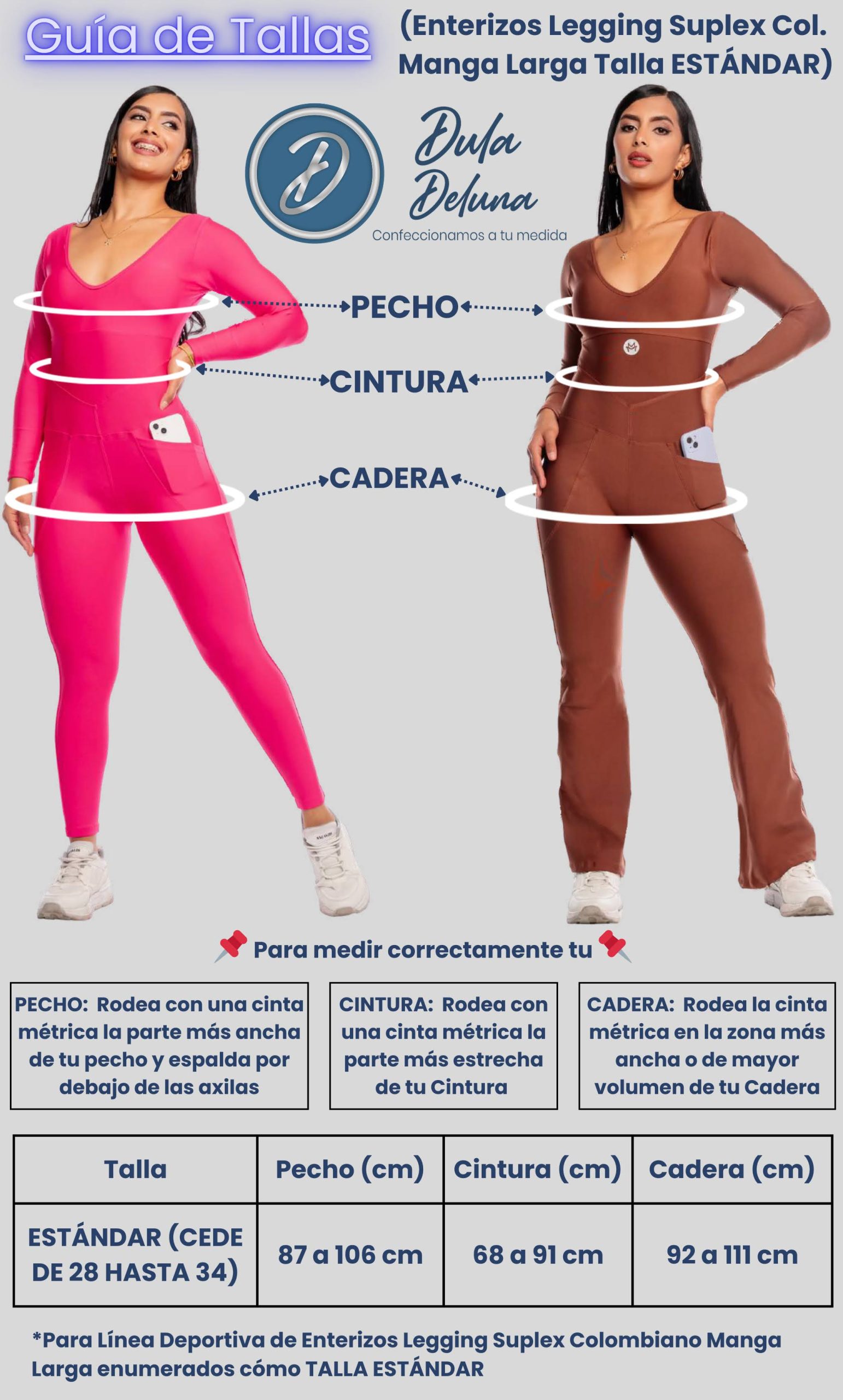 Guía de Tallas Enterizos Legging Manga Larga