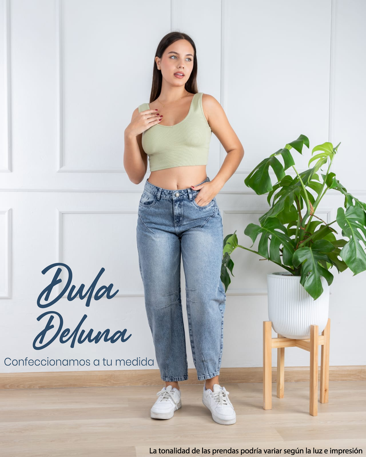 Pantalón Jean para Mujer Casual Oficina Mom Tiro Alto Barrel