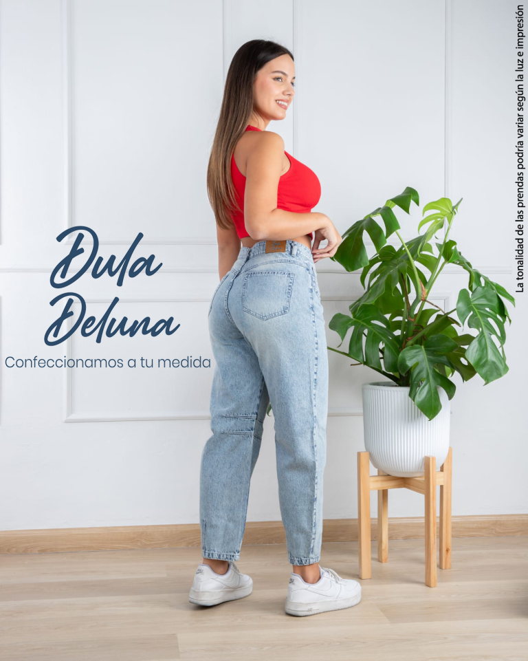 Pantalón Jean Mujer Casual Elegante Mom Tiro Alto Barrel