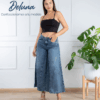 Pantalón Mujer Jean Palazo Casual Cómodo Tiro Alto Mega