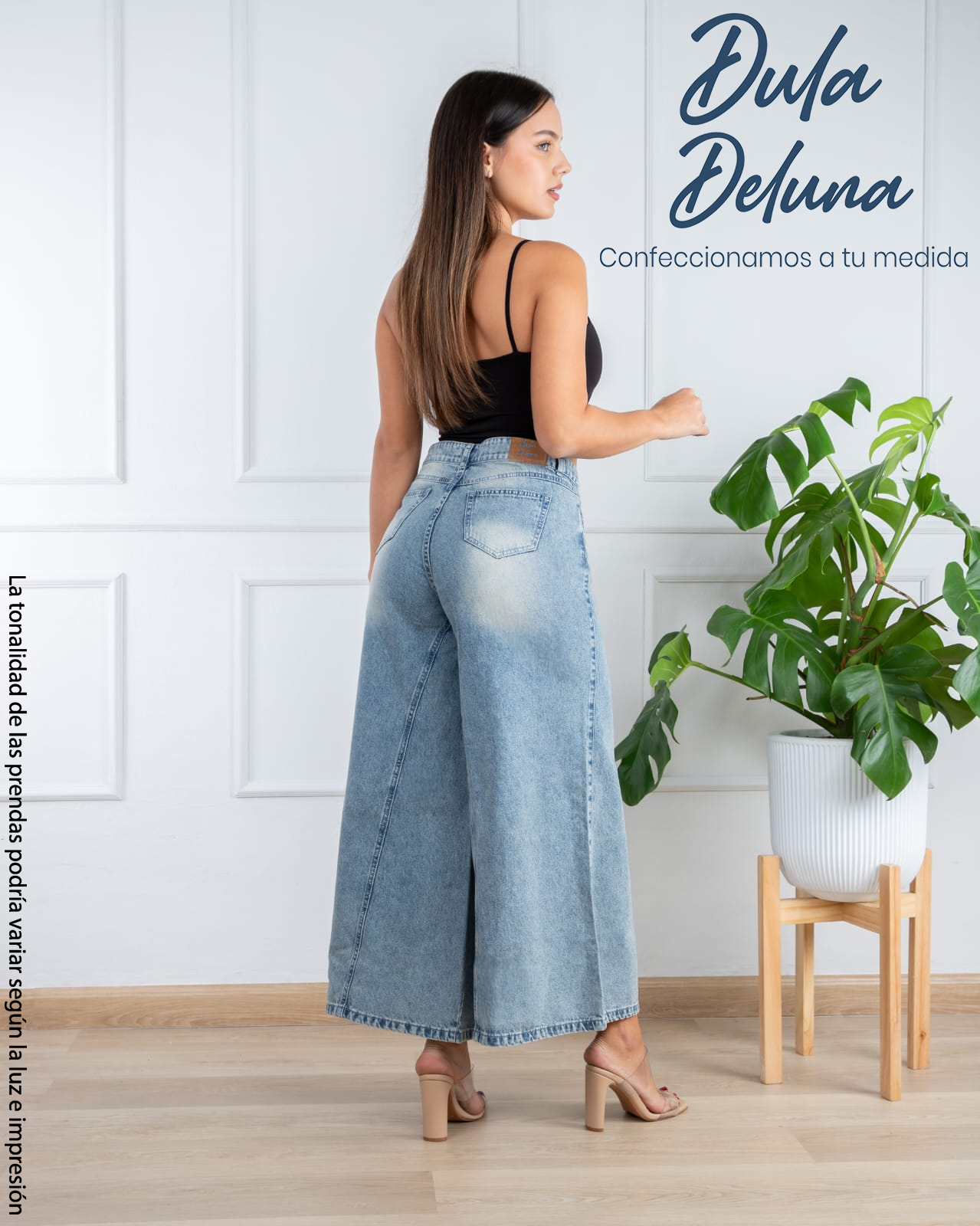 Pantalón de Mujer Jean Palazo Casual Fiesta Tiro Alto Mega